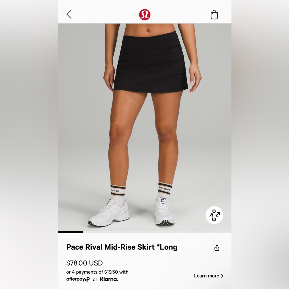 Lululemon Pace Rival Mid-Rise Skirt (long)